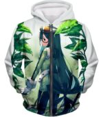 My Hero Academia Hoodie - My Hero Academia Super Hero Froppy Tsuyu Asui White Hoodie - Zip Up Hoodie