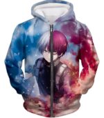 My Hero Academia Hoodie - My Hero Academia Super Skilled Half Cold Half Hot Hero Shoto Ultimate Action Zip Up Hoodie