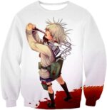 My Hero Academia Hoodie - My Hero Academia Thristy For Blood Transforming Villain Toga Himiko Action White Hoodie - Sweatshirt