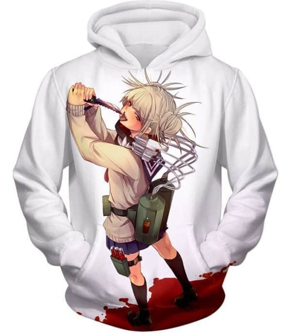 My Hero Academia Hoodie - My Hero Academia Thristy For Blood Transforming Villain Toga Himiko Action White Hoodie