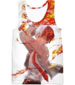 My Hero Academia Hoodie - My Hero Academia Ultimate  Shoto Todoroki Action White Hoodie - Tank Top