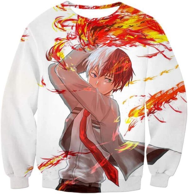 My Hero Academia Hoodie - My Hero Academia Ultimate  Shoto Todoroki Action White Hoodie - Sweatshirt