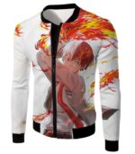 My Hero Academia Hoodie - My Hero Academia Ultimate  Shoto Todoroki Action White Hoodie - Jacket