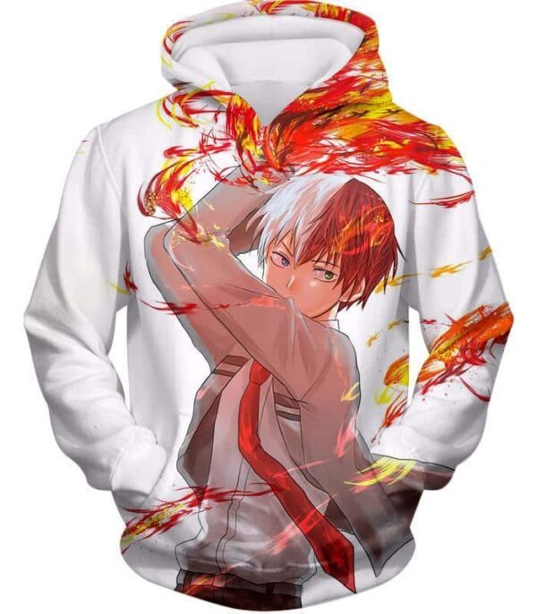 My Hero Academia Hoodie - My Hero Academia Ultimate  Shoto Todoroki Action White Hoodie