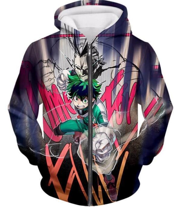 My Hero Academia Hoodie - My Hero Academia Ultimate Teacher Student Bond Izuki X All Might Cool Graphic Hoodie - Zip Up Hoodie