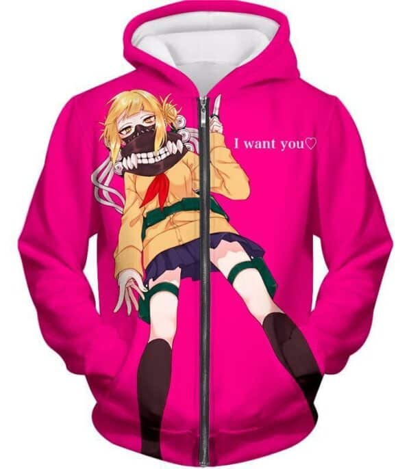 My Hero Academia Hoodie - My Hero Academia Villain Himiko Toga Ultimate Anime  Pink Hoodie - Zip Up Hoodie