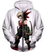 My Hero Academia White Katsuki Bakugo My Hero Academia Hoodie - Anime Hoodie - Zip Up Hoodie