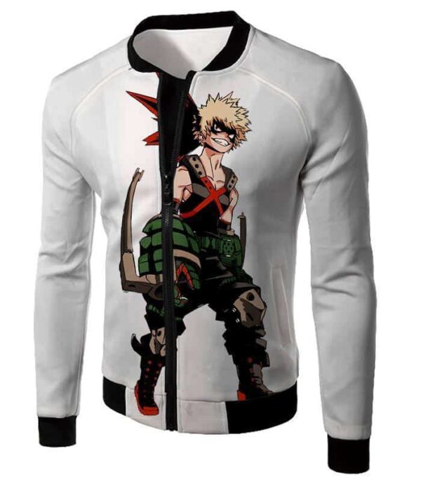 My Hero Academia White Katsuki Bakugo My Hero Academia Zip Up Hoodie - Anime Hoodie - Jacket