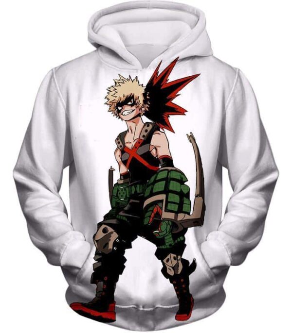 My Hero Academia White Katsuki Bakugo My Hero Academia Zip Up Hoodie - Anime Hoodie - Hoodie