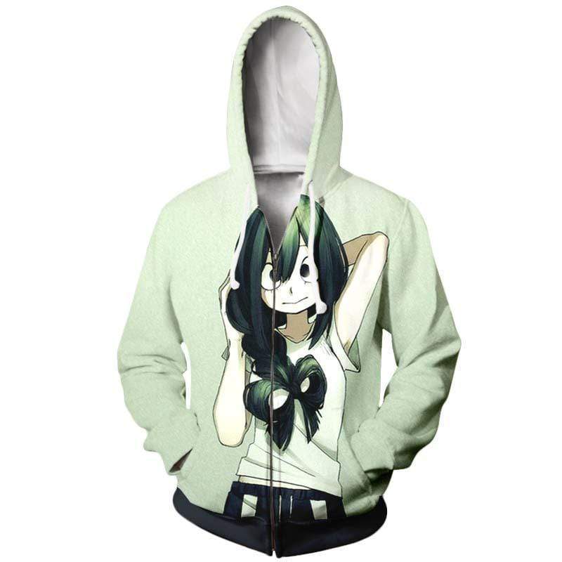 My Hero Academia Zip Up Hoodie Jacket Unisex - Froppy Tsuyu Asui Canvas Hoodie