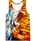 My Hero Academia Zip Up Hoodie - My Hero Academia Favourite Anime Hero Shoto Todoroki Half Cold Half Hot Zip Up Hoodie - Tank Top