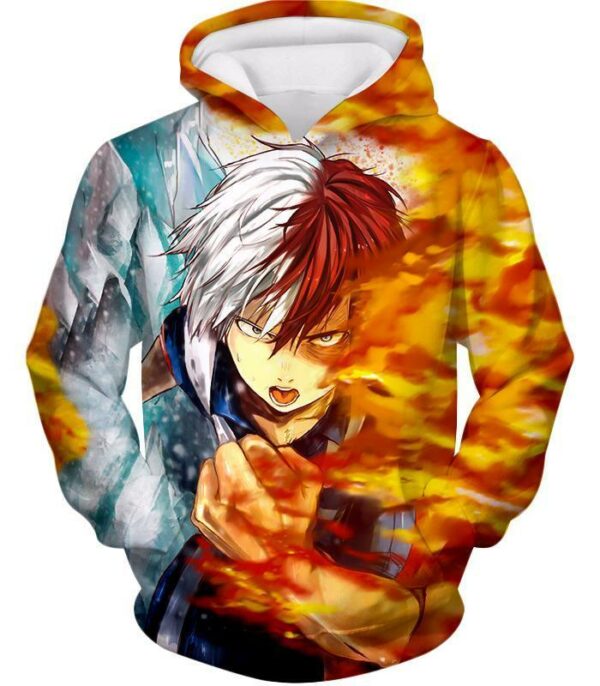 My Hero Academia Zip Up Hoodie - My Hero Academia Favourite Anime Hero Shoto Todoroki Half Cold Half Hot Zip Up Hoodie - Hoodie