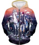 My Hero Academia Zip Up Hoodie - My Hero Academia Fictional Shoto Todoroki Fantasy Anime  Graphic Zip Up Hoodie