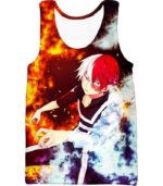 My Hero Academia Zip Up Hoodie - My Hero Academia Super Anime Hero Shoto Todoroki Quirk Half Cold Half Hot Action Zip Up Hoodie - Tank Top