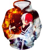 My Hero Academia Zip Up Hoodie - My Hero Academia Super Anime Hero Shoto Todoroki Quirk Half Cold Half Hot Action Zip Up Hoodie - Hoodie