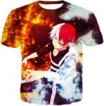 My Hero Academia Zip Up Hoodie - My Hero Academia Super Anime Hero Shoto Todoroki Quirk Half Cold Half Hot Action Zip Up Hoodie - T-Shirt