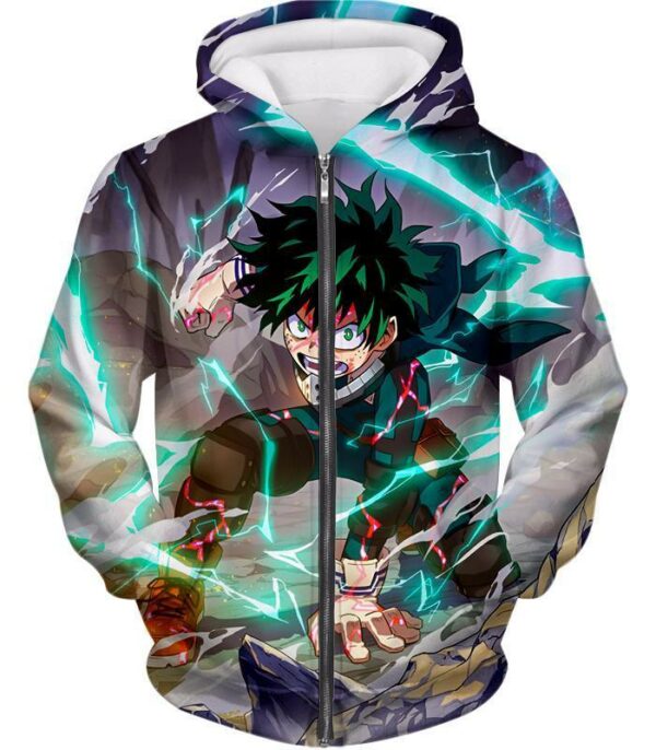 My Hero Academia Zip Up Hoodie - My Hero Academia Ultimate Hero Izuki Midoriya Aka Deku Super Action Anime Zip Up Hoodie