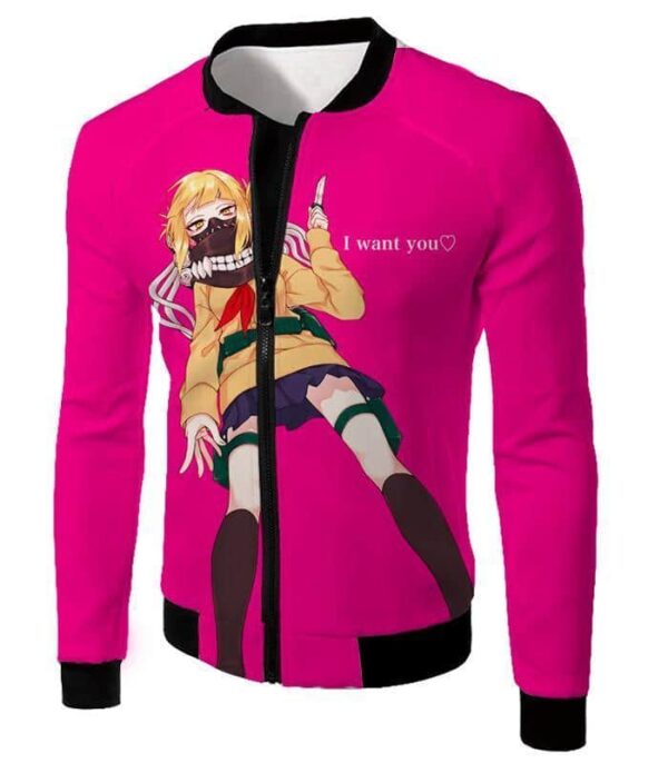 My Hero Academia Zip Up Hoodie - My Hero Academia Villain Himiko Toga Ultimate Anime  Pink Zip Up Hoodie - Jacket