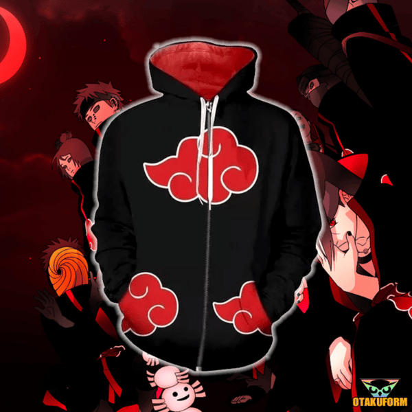 Akatsuki Red Cloud Hoodie - Naruto Zip Up Hoodie