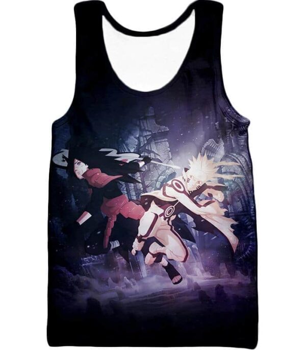 Boruto Battle Action Boruto Uzumaki Vs Madada Uchiha Black Hoodie - Tank Top