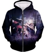 Boruto Battle Action Boruto Uzumaki Vs Madada Uchiha Black Hoodie - Zip Up Hoodie