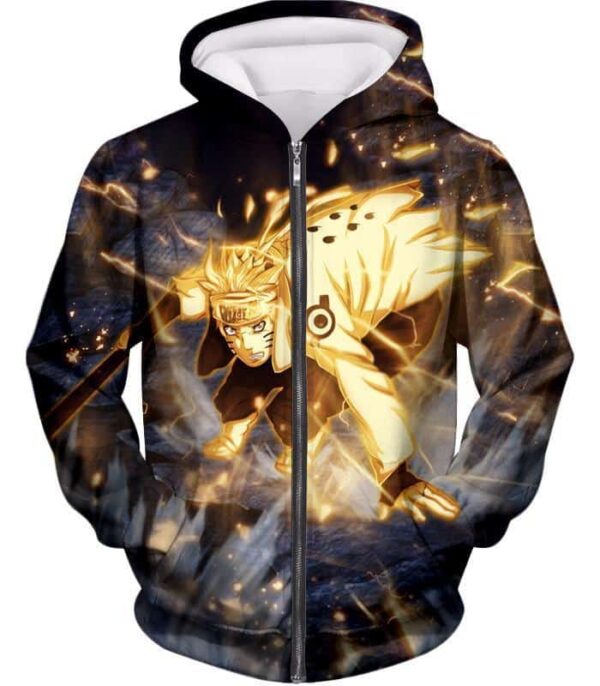 Boruto Boruto Tailed Beast Sage Mode Cool Action Black Hoodie - Zip Up Hoodie