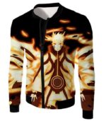 Boruto Boruto Uzumakis Powerful Beast Tail Mode Action Black Zip Up Hoodie - Jacket