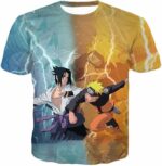 Boruto Boruto Vs Sasuke Yellow And Blue Super Cool Anime Hoodie - T-Shirt