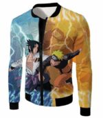 Boruto Boruto Vs Sasuke Yellow And Blue Super Cool Anime Zip Up Hoodie - Jacket