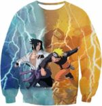 Boruto Boruto Vs Sasuke Yellow And Blue Super Cool Anime Zip Up Hoodie - Sweatshirt