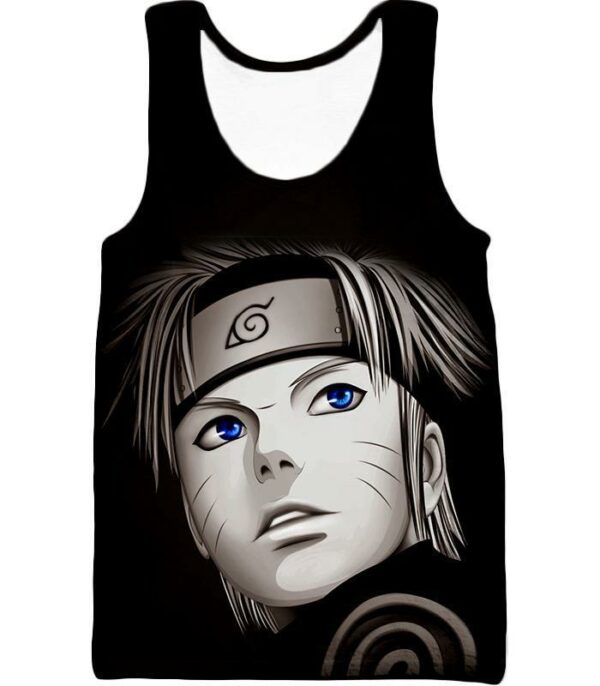 Boruto Cool Black Sketched Boruto Uzumaki Promo Black Zip Up Hoodie - Tank Top