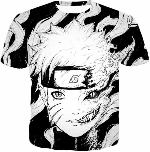 Boruto Kurama 9 Tails Black And White Hoodie - T-Shirt