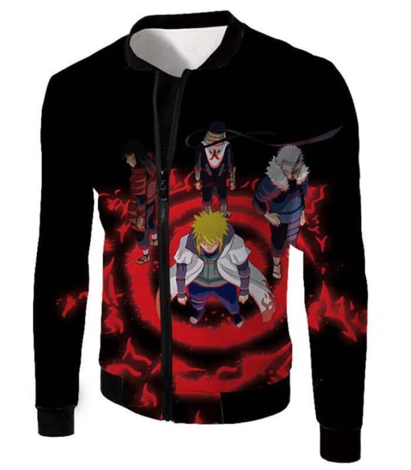 Boruto Leaf Village Four Hokages Cool Action Promo Black Hoodie - Jacket