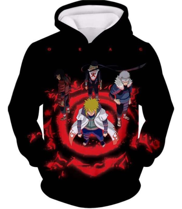 Boruto Leaf Village Four Hokages Cool Action Promo Black Zip Up Hoodie - Hoodie