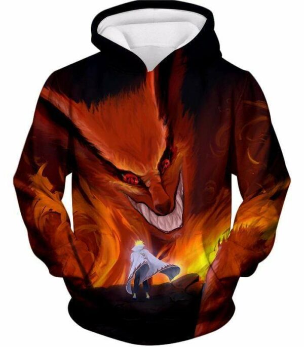 Boruto Nine Tails Fox Kurama Vs The Fourth Hokage Minato Ultimate Anime Zip Up Hoodie - Hoodie