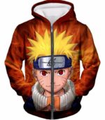 Boruto Ninja Fan Art Leaf Village Striked Ninja Boruto With Sharingan Orange Zip Up Hoodie - Zip Up Hoodie