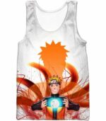 Boruto Ninja Hero Uzumaki Boruto Powerful Attack Rasengan Anime White Zip Up Hoodie - Tank Top