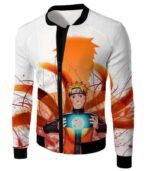 Boruto Ninja Hero Uzumaki Boruto Powerful Attack Rasengan Anime White Zip Up Hoodie - Jacket