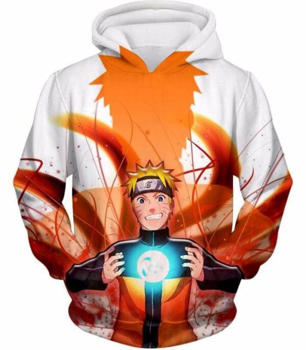 Boruto Ninja Hero Uzumaki Boruto Powerful Attack Rasengan Anime White Zip Up Hoodie - Hoodie