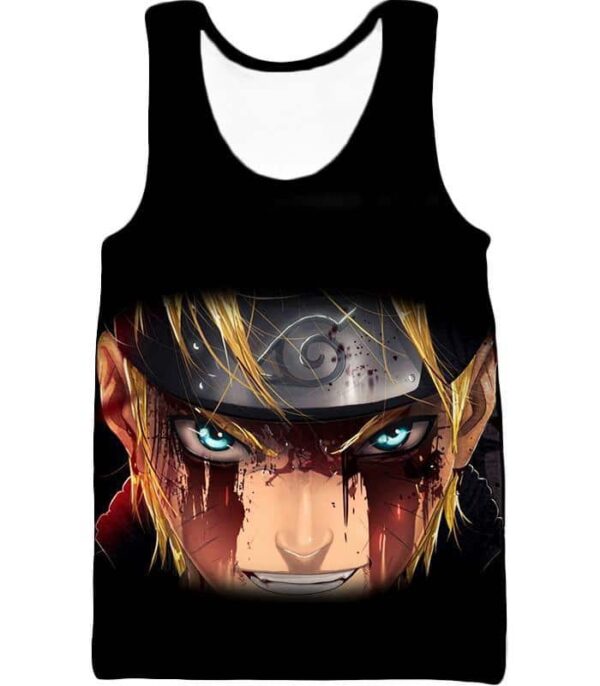 Boruto Ninja War Hero Boruto Uzumaki Battle Scars Black Hoodie - Tank Top