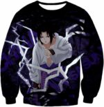 Boruto Powerful Lightning Ninja Sasuke Uchiha Action Black Zip Up Hoodie - Sweatshirt