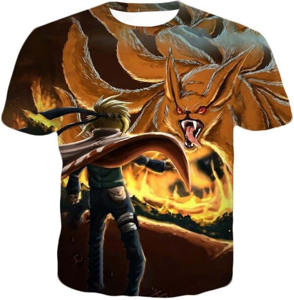 Boruto Rampaging Nine Tails Beast Kurama Vs Hokage Minato Cool Action Hoodie - T-Shirt