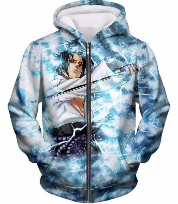 Boruto Sasuke Uchiha Cool Lightning Type Ninja Anime Hoodie - Zip Up Hoodie