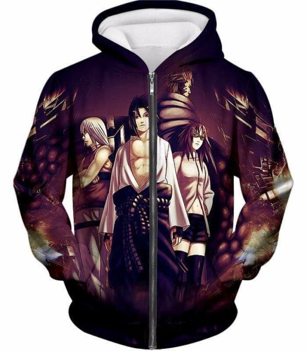 Boruto Sasuke Uchiha Own Team Hebi Cool Anime Hoodie - Zip Up Hoodie