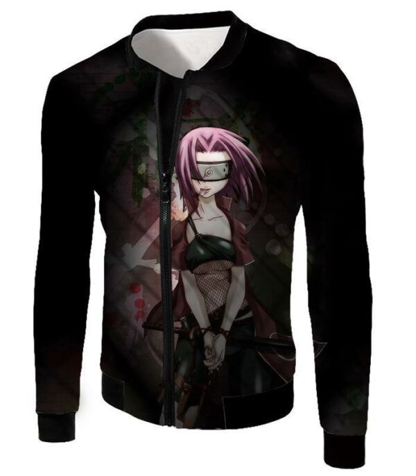 Boruto Sexy Pink Haired Ninja Haruno Sakura Black Hoodie - Jacket