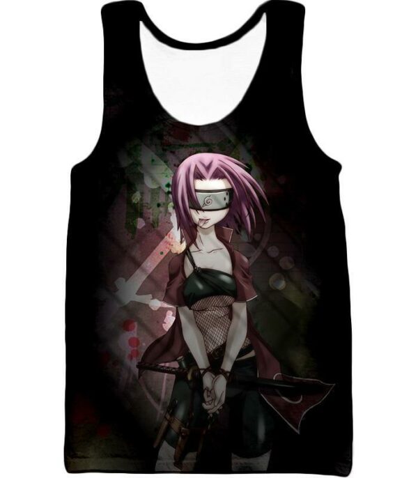 Boruto Sexy Pink Haired Ninja Haruno Sakura Black Hoodie - Tank Top