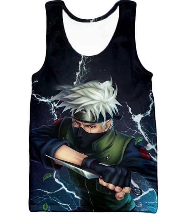 Boruto Super Cool Leaf Sensei Hatake Kakashi HD Print Black Hoodie - Tank Top