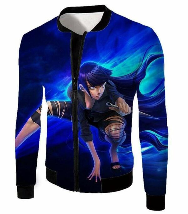 Boruto Super Hot Ninja Hinata Hyuga HD 3D Anime Black Hoodie - Jacket