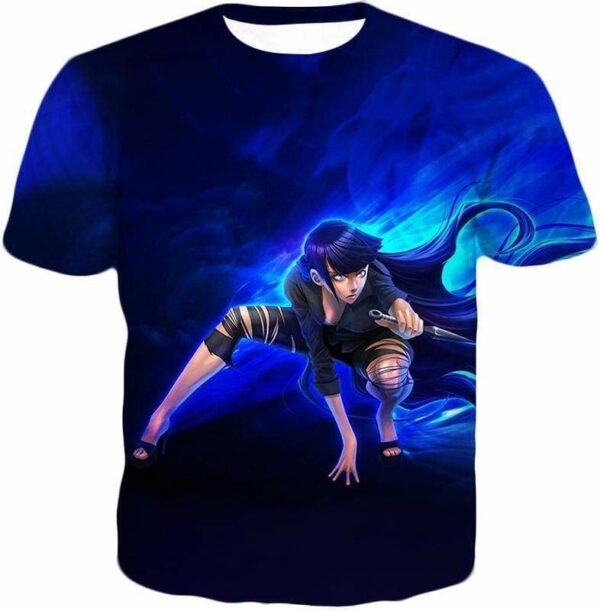 Boruto Super Hot Ninja Hinata Hyuga HD 3D Anime Black Hoodie - T-Shirt