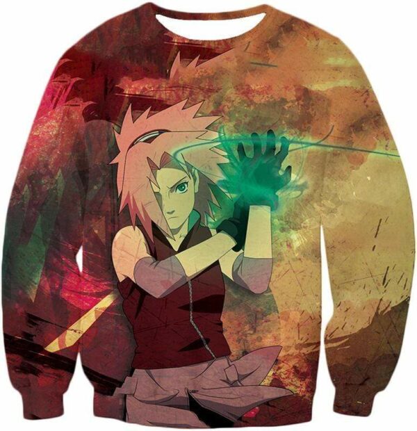 Boruto Super Strong Leaf Female Ninja Sakura Haruno Anime Hoodie - Sweatshirt